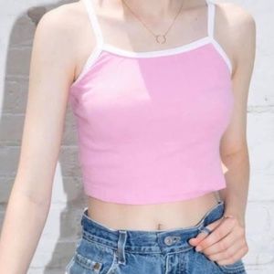 Brandy Melville Pink and White Cropped Tank